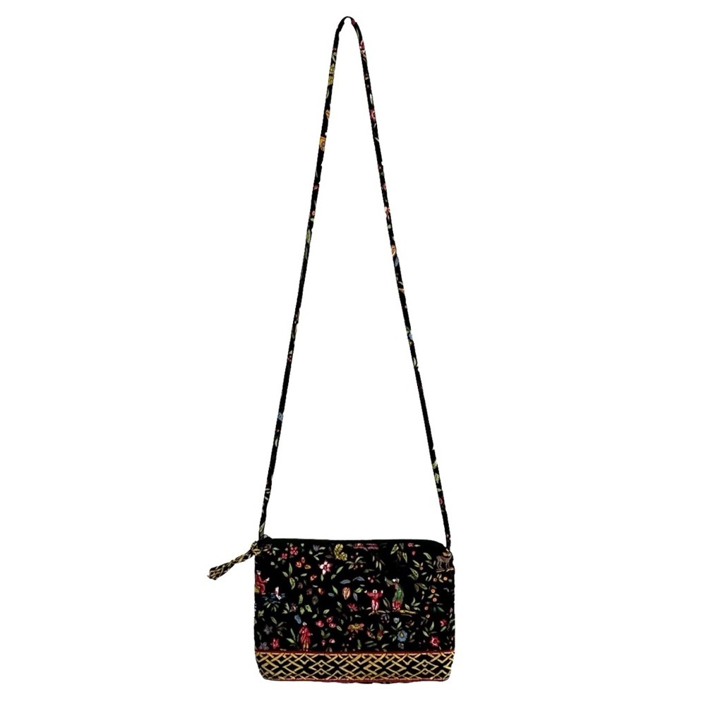 Vera‎ Bradley Petite Ming Elite Quilted Crossbody Purse Retired Floral Black - Picture 3 of 13
